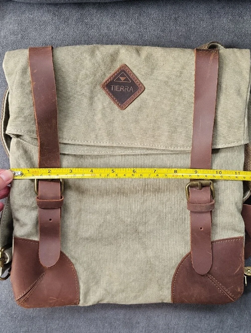 TIERRA Vintage Canvas & Leather Rucksack Backpack NWT